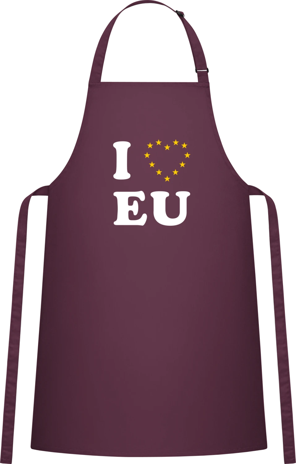 I Love Europa - Aubergine Cotton Bib Apron - Front