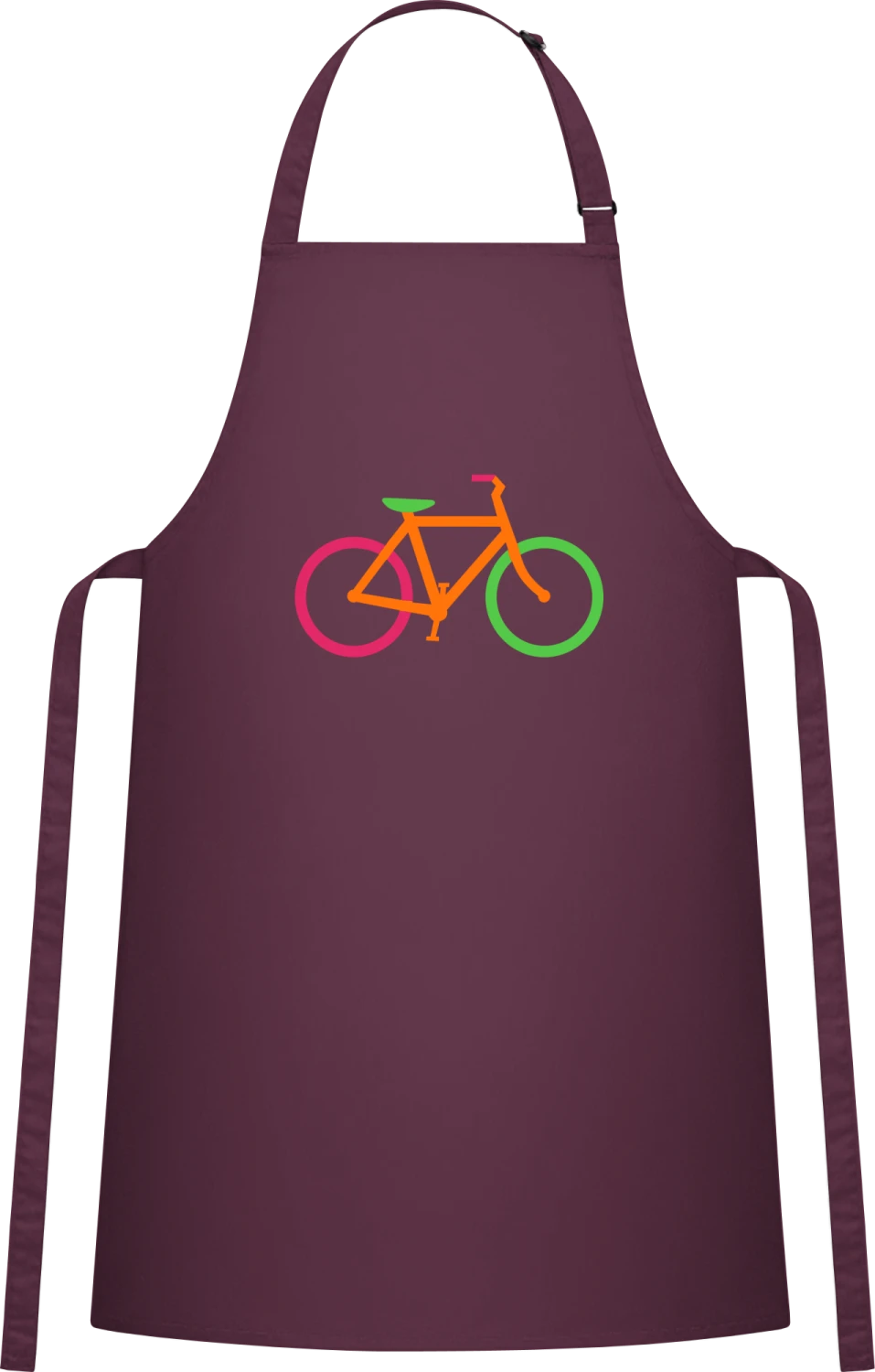 Colored Bike Hipster - Aubergine Cotton Bib Apron - Front