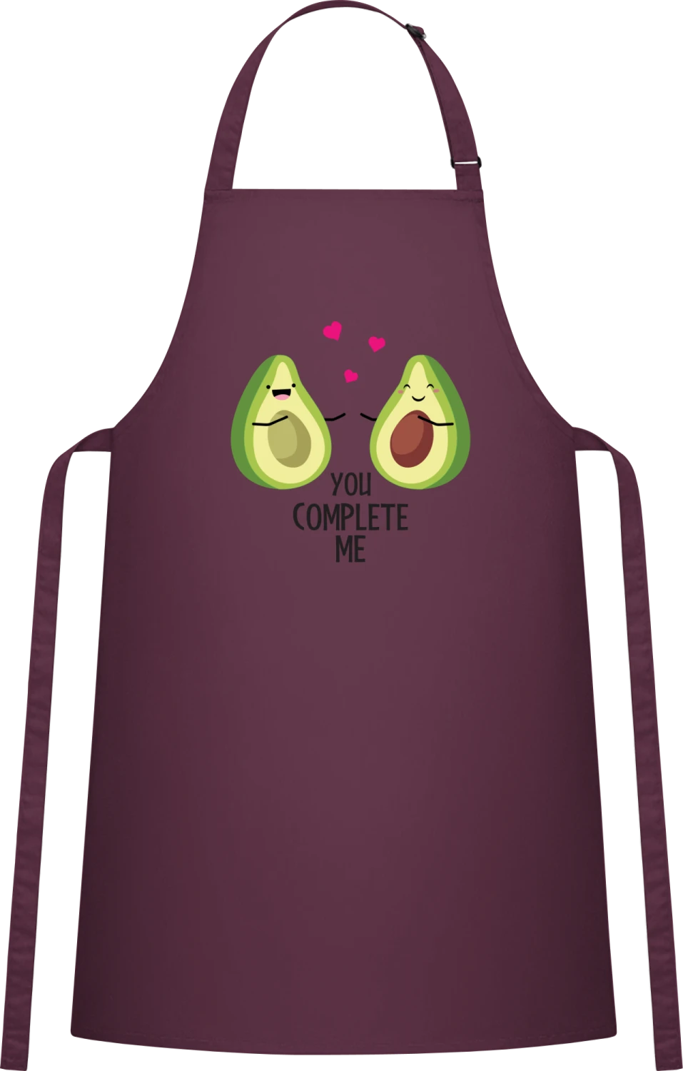 You Complete Me Avocados - Aubergine Cotton Bib Apron - Front