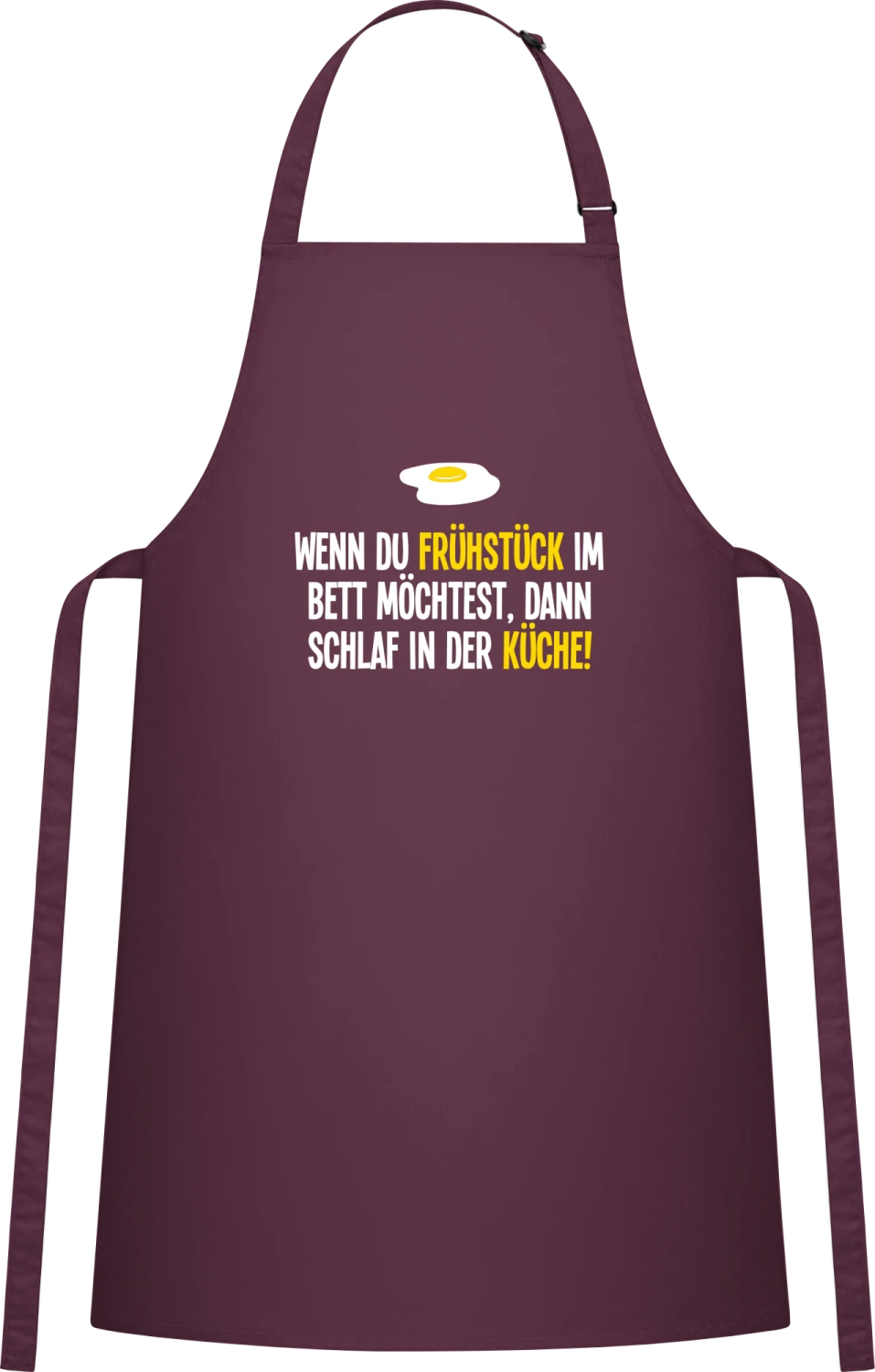 Wenn du Frühstück im Bett möchtest, dann schlaf in der Küche! - Aubergine Cotton Bib Apron - Front