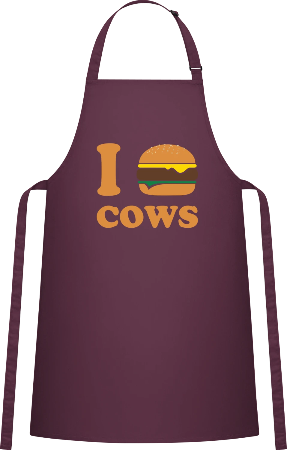 I Eat Cows - Aubergine Cotton Bib Apron - Front