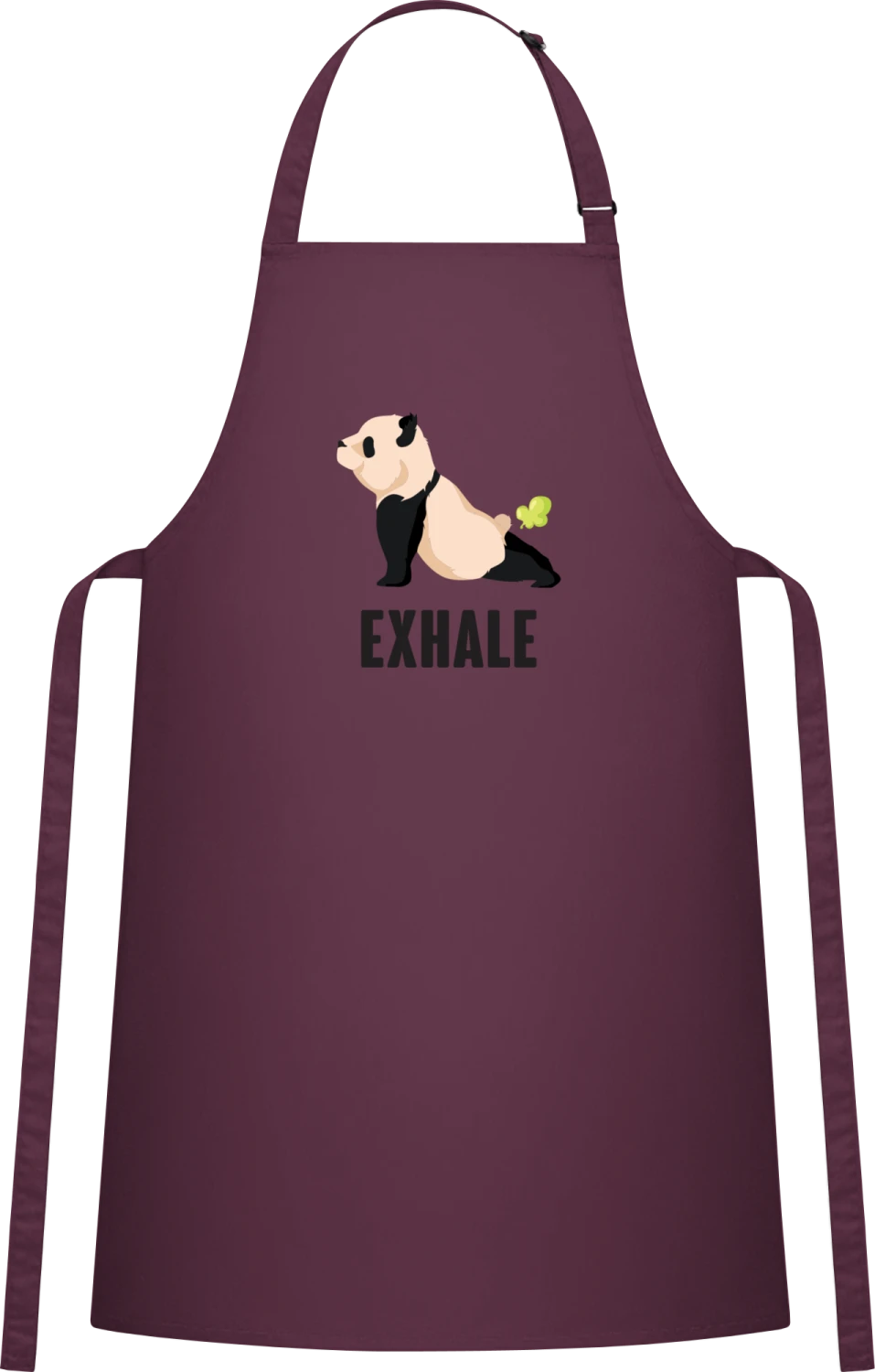 Panda Exhale Yoga - Aubergine Cotton Bib Apron - Front