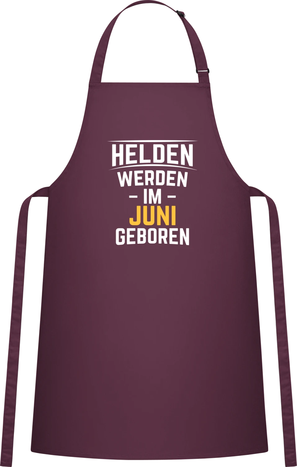 Helden werden im Juni geboren - Aubergine Cotton Bib Apron - Front