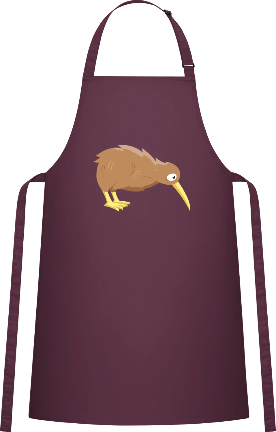 Kiwi Bird Funny - Aubergine Cotton Bib Apron - Front