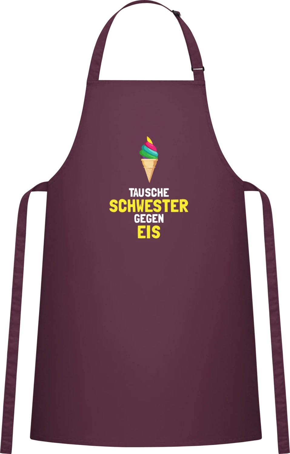 Tausche Schwester gegen Eis - Aubergine Cotton Bib Apron - Front