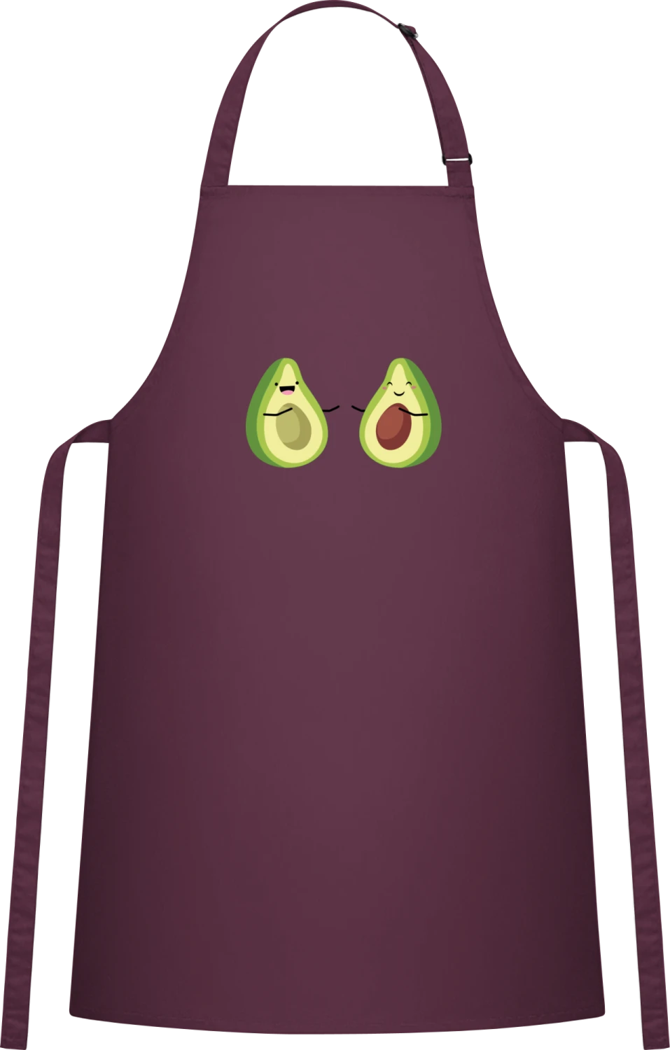 Avocado Love - Aubergine Cotton Bib Apron - Front