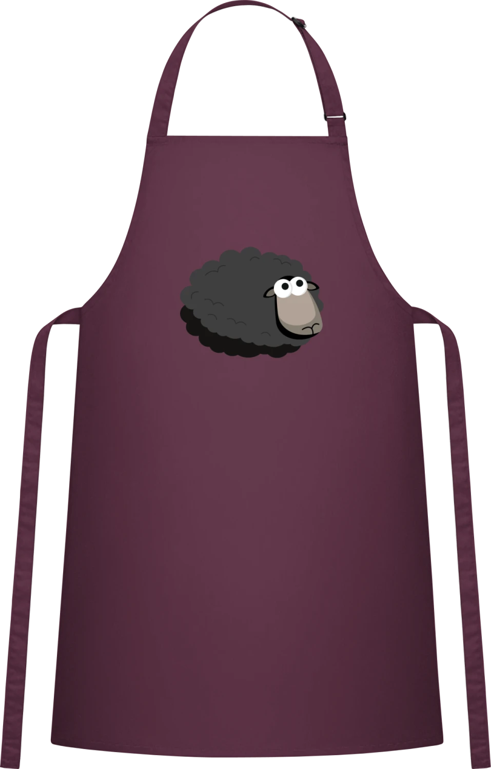 Black Sheep Cute - Aubergine Cotton Bib Apron - Front