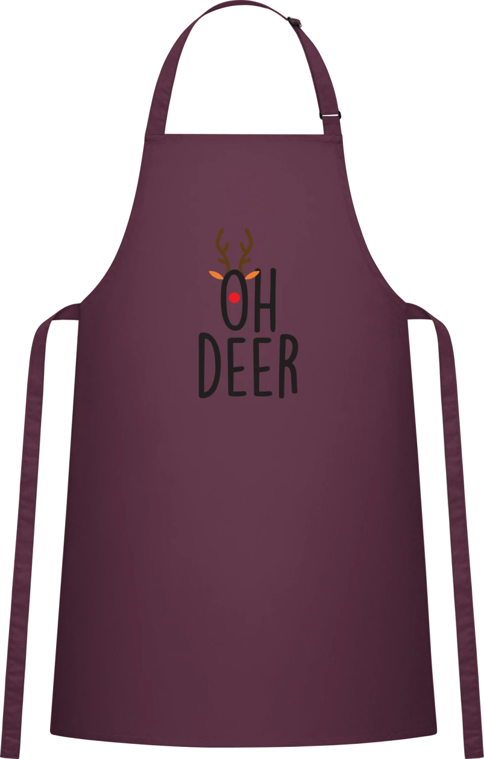 Oh Deer - Aubergine Cotton Bib Apron - Front