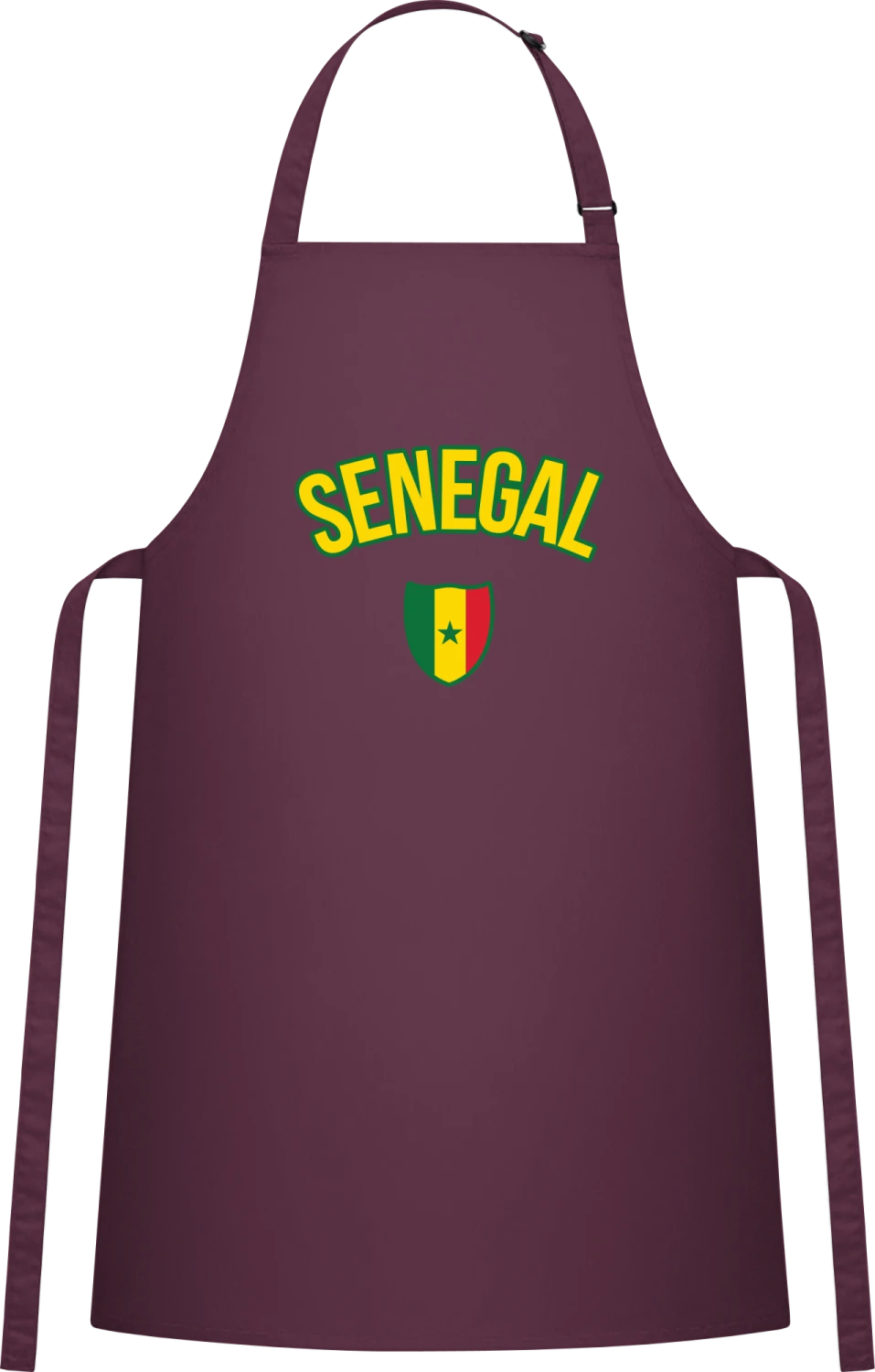 SENEGAL Fan - Aubergine Cotton Bib Apron - Front