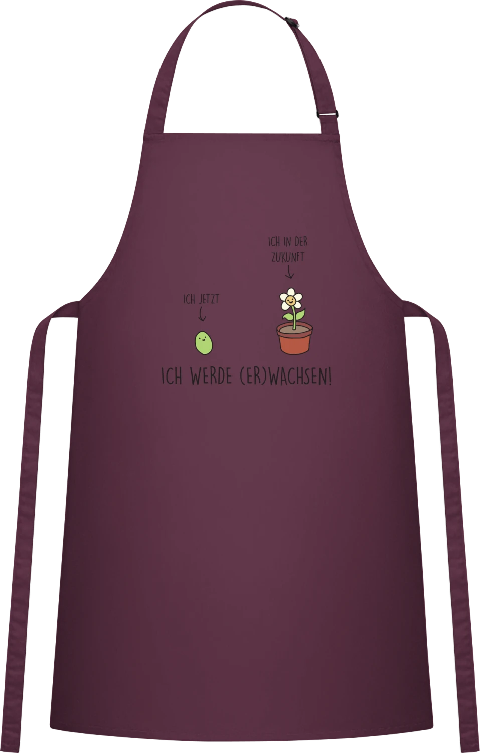 Ich werde Erwachsen! - Aubergine Cotton Bib Apron - Front