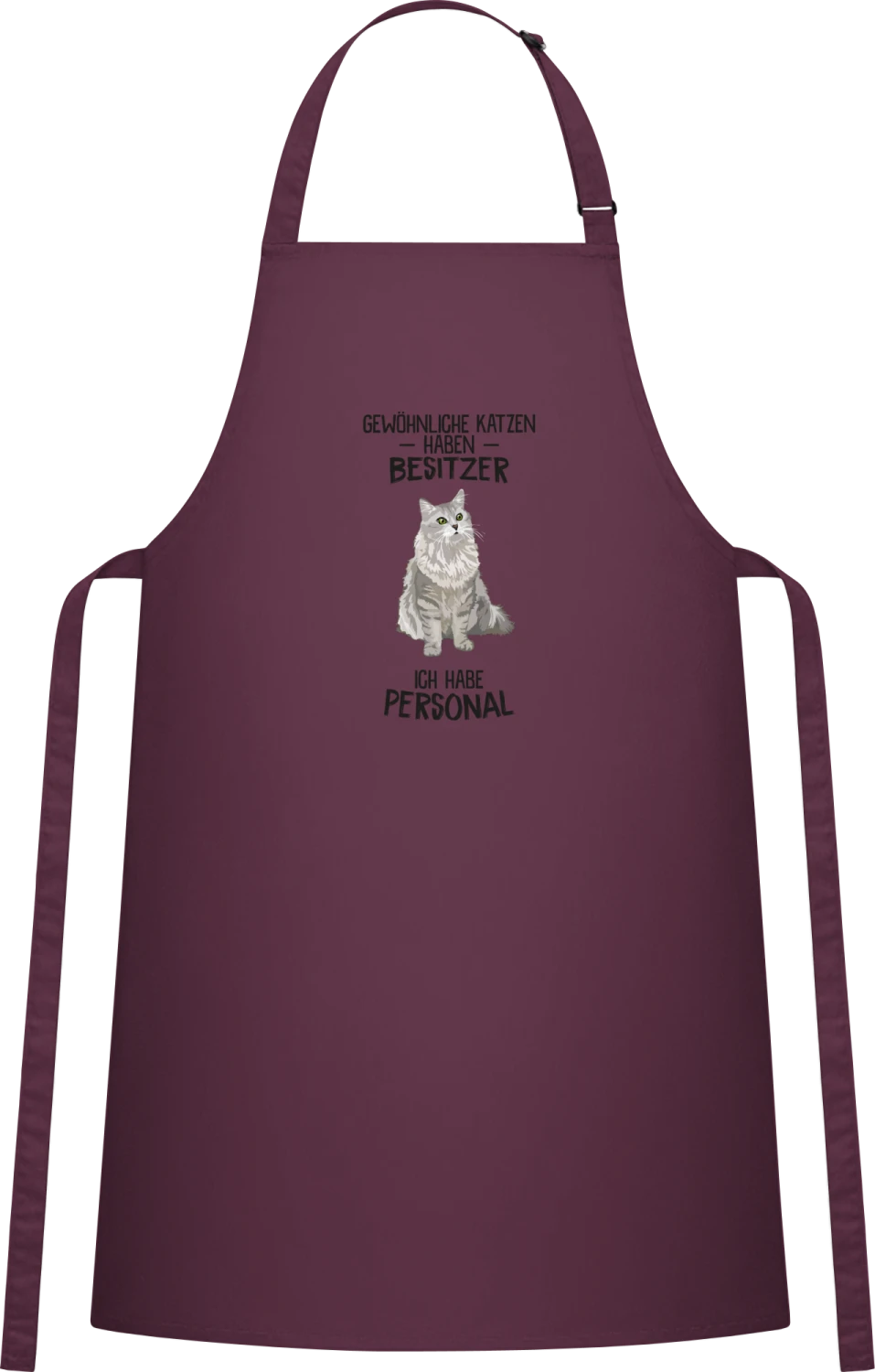 Gewöhnliche Katzen haben Besitzer - Aubergine Cotton Bib Apron - Front