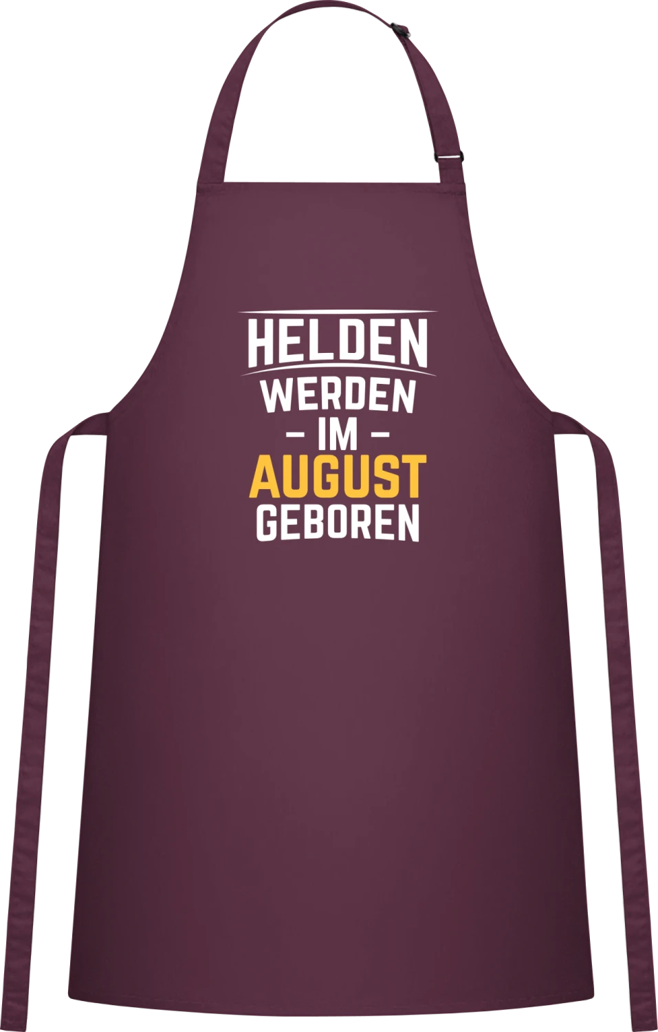 Helden werden im August geboren - Aubergine Cotton Bib Apron - Front