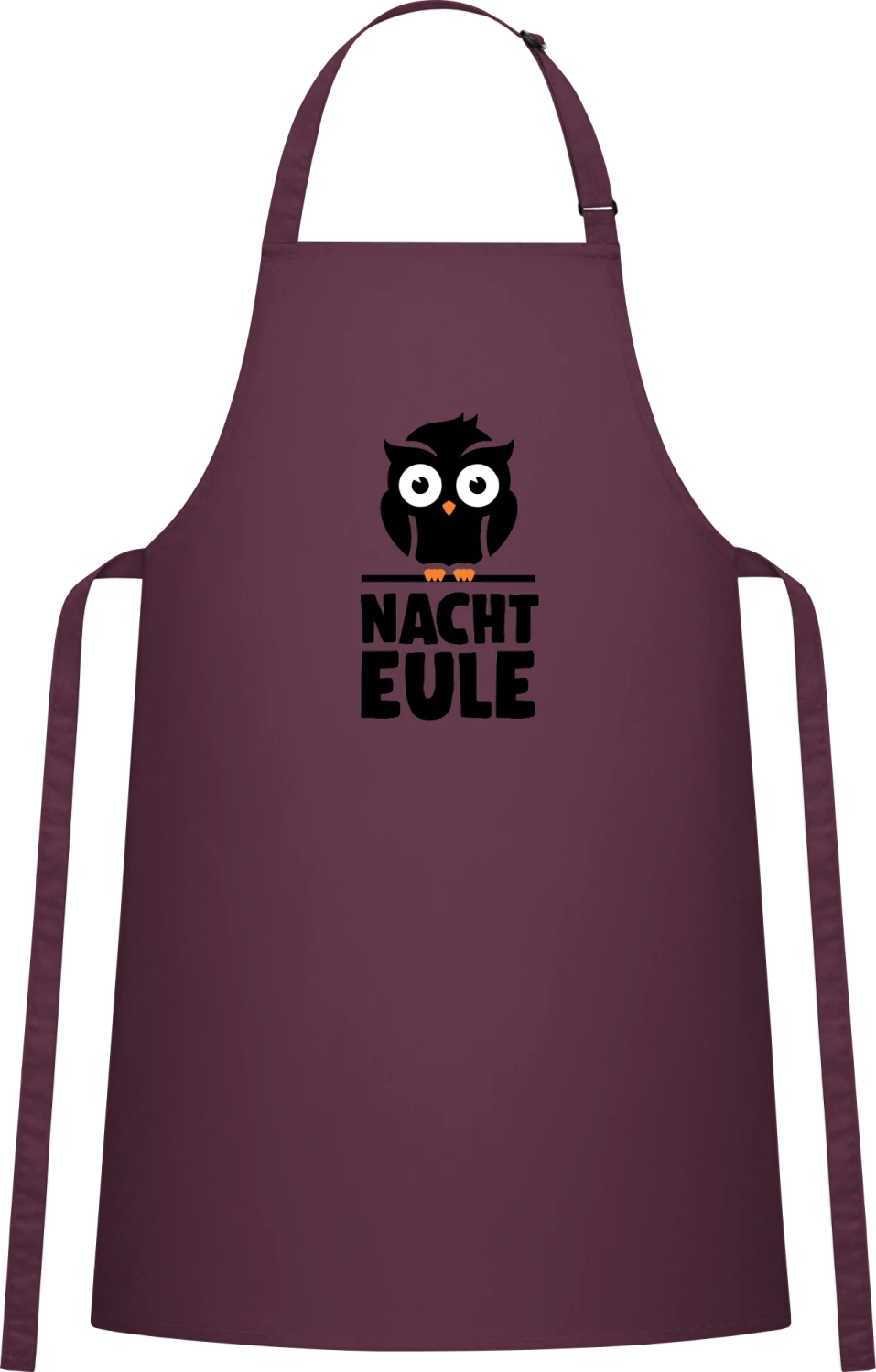 Nacht Eule - Aubergine Cotton Bib Apron - Front