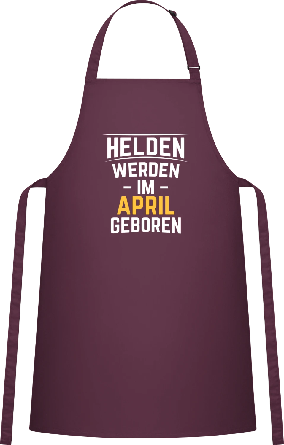 Helden werden im April geboren - Aubergine Cotton Bib Apron - Front