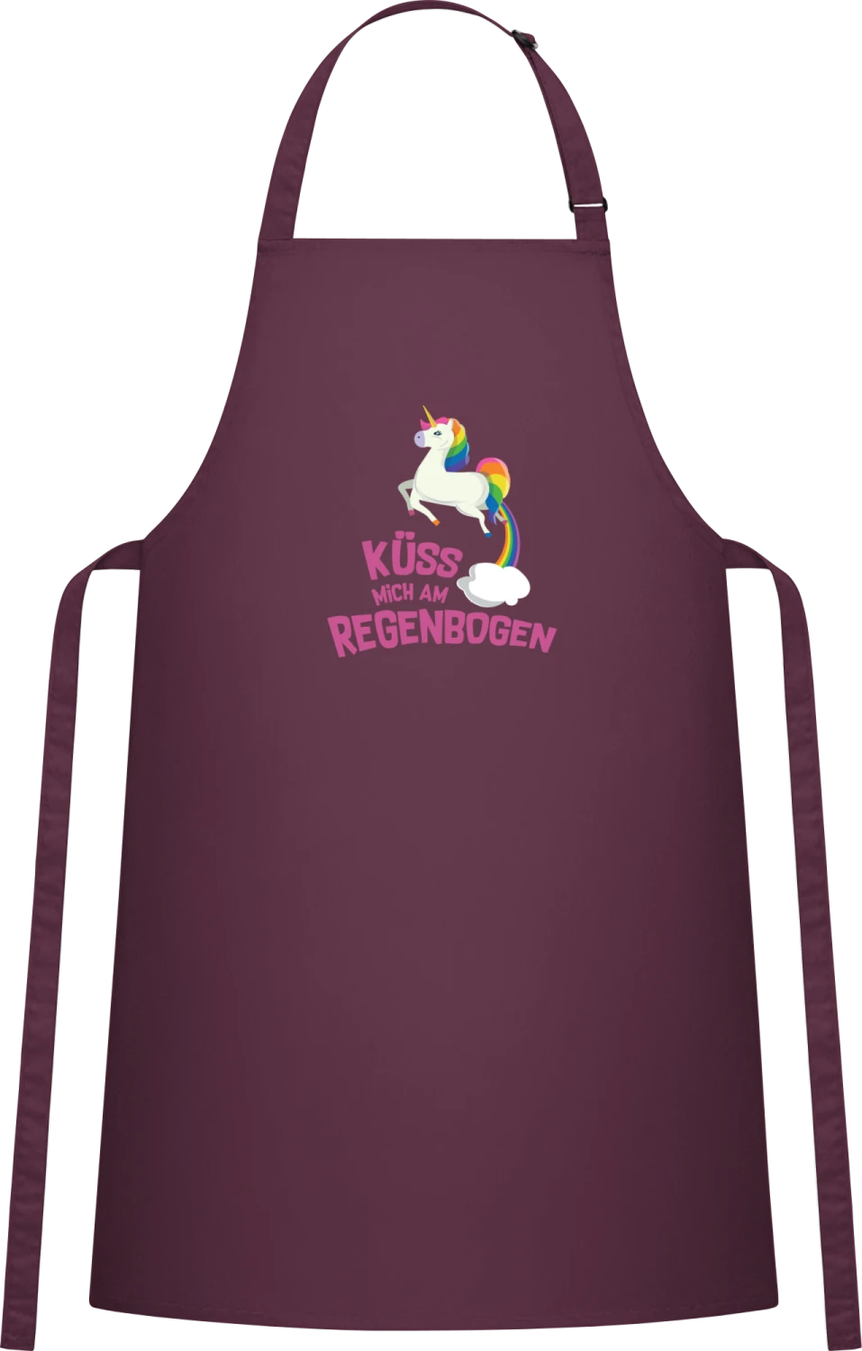 Küss mich am Regenbogen - Aubergine Cotton Bib Apron - Front