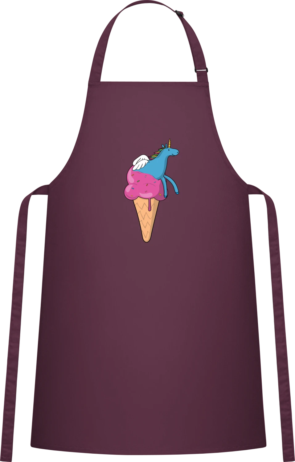 Ice Cream Unicorn - Aubergine Cotton Bib Apron - Front