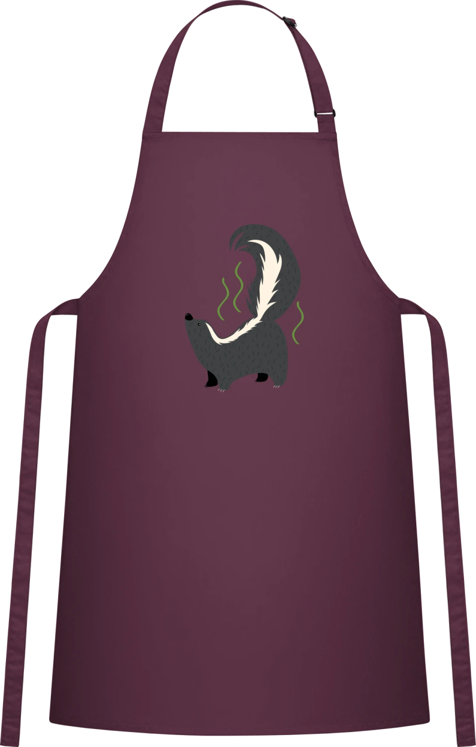 Stinky Skunk - Aubergine Cotton Bib Apron - Front