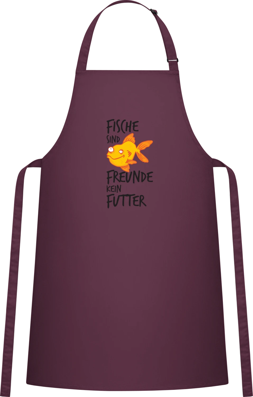 Fische sind Freunde kein Futter - Aubergine Cotton Bib Apron - Front