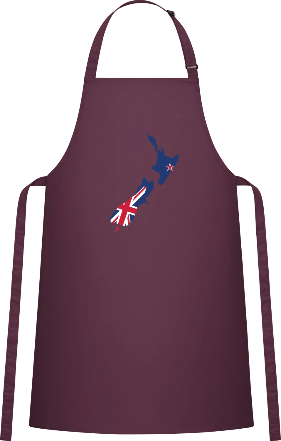 New Zealand Flag - Aubergine Cotton Bib Apron - Front