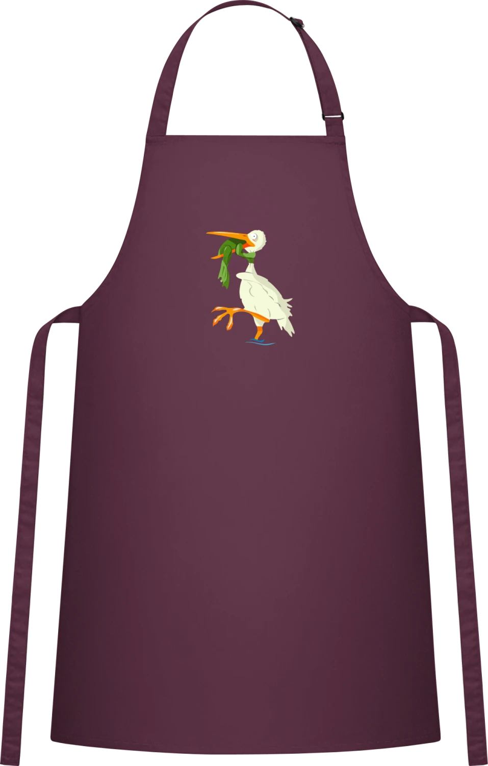 Frog and Stork - Aubergine Cotton Bib Apron - Front