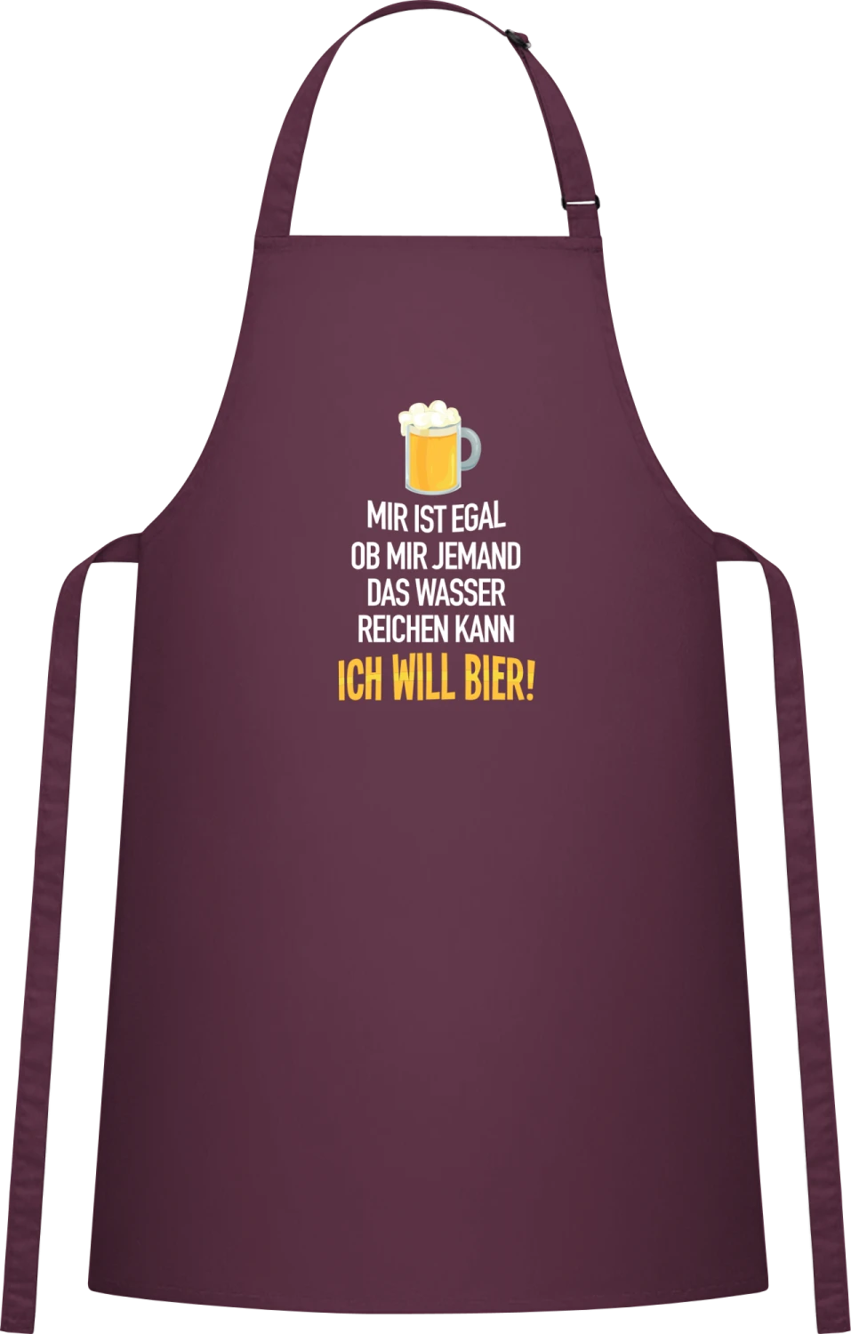 Mir ist egal, ob mir jemand das Wasser... - Aubergine Cotton Bib Apron - Front