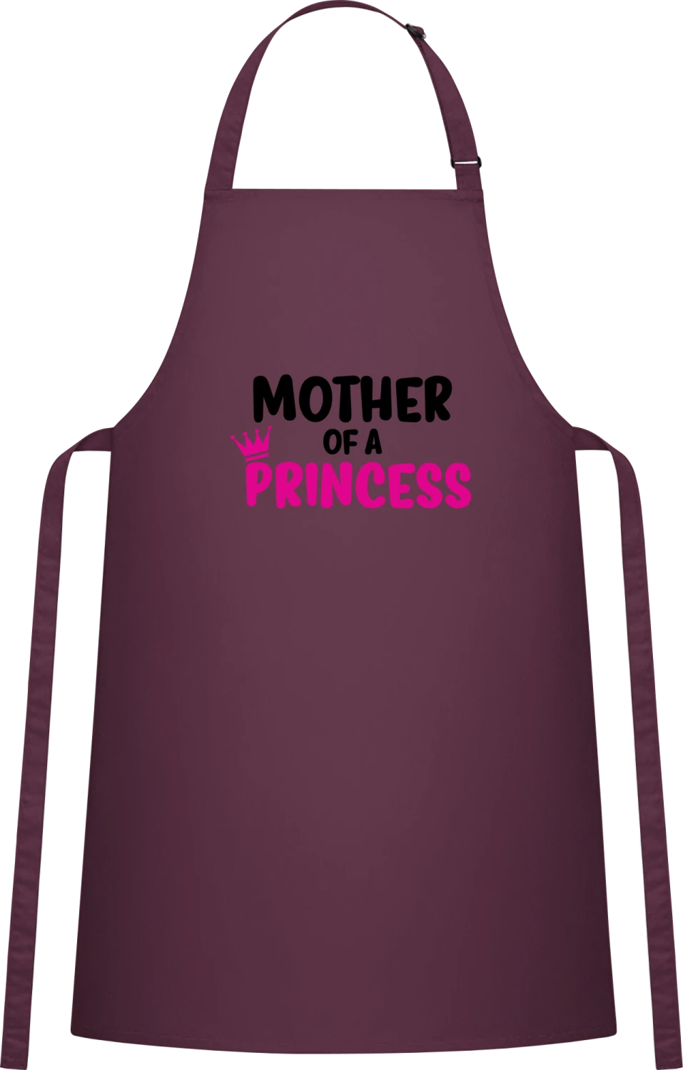 Mother Of A Princess - Aubergine Cotton Bib Apron - Front