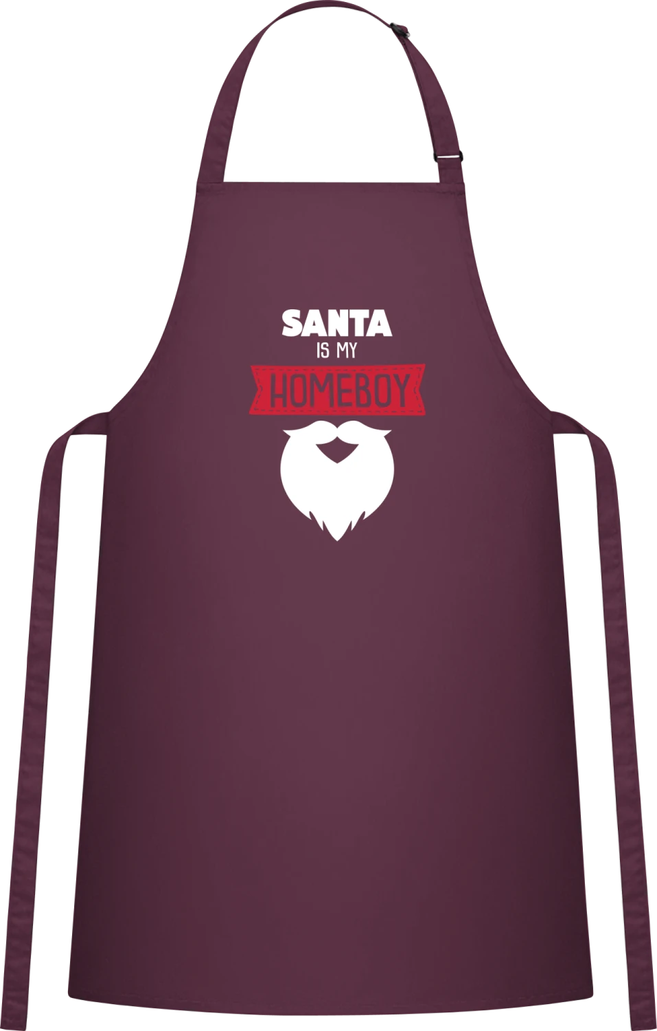 Santa Is My Homeboy Beard - Aubergine Cotton Bib Apron - Front