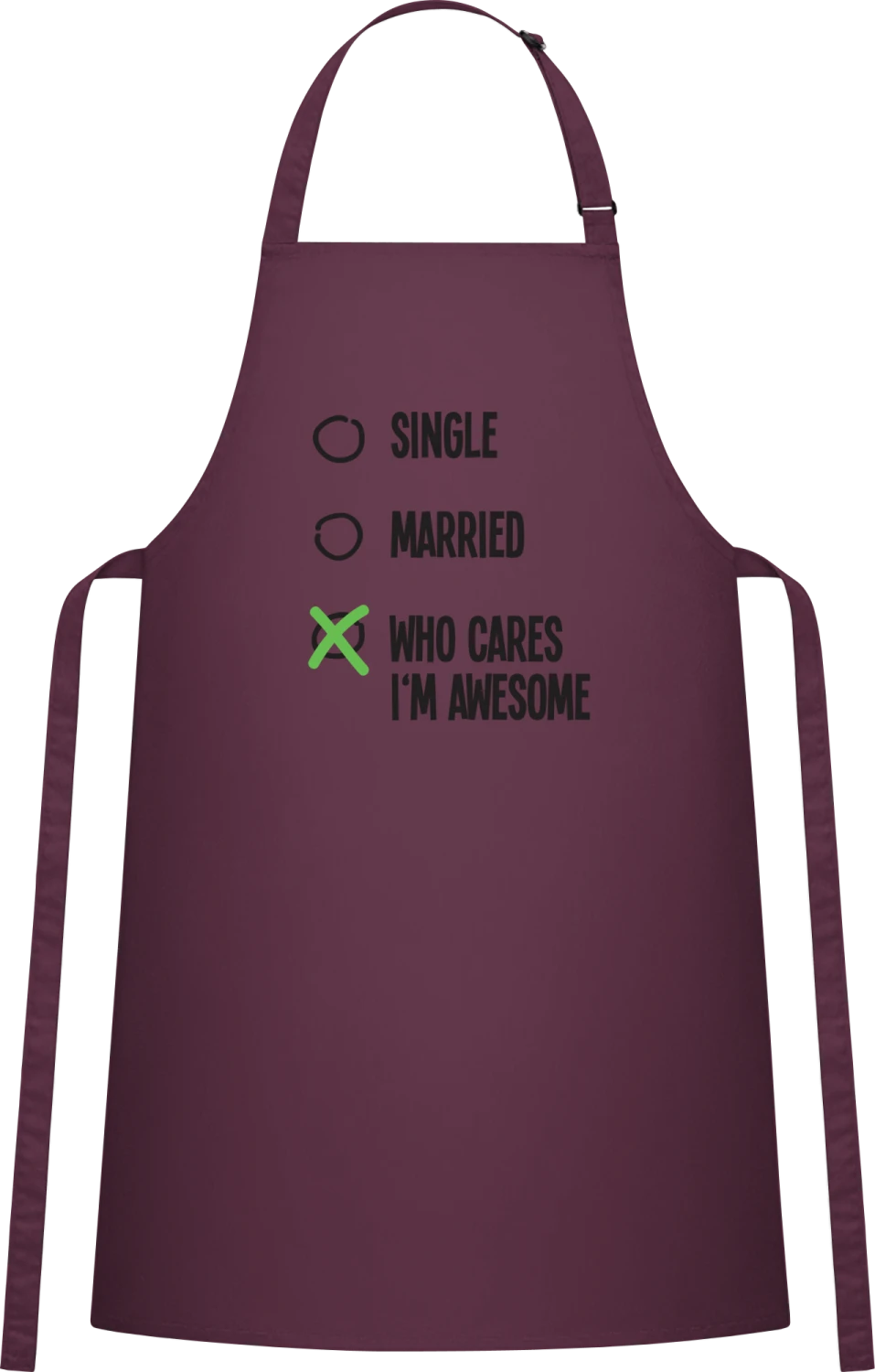 Who Cares I'm Awesome - Aubergine Cotton Bib Apron - Front