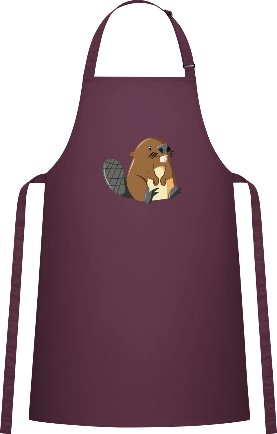 Little Beaver - Aubergine Cotton Bib Apron - Front