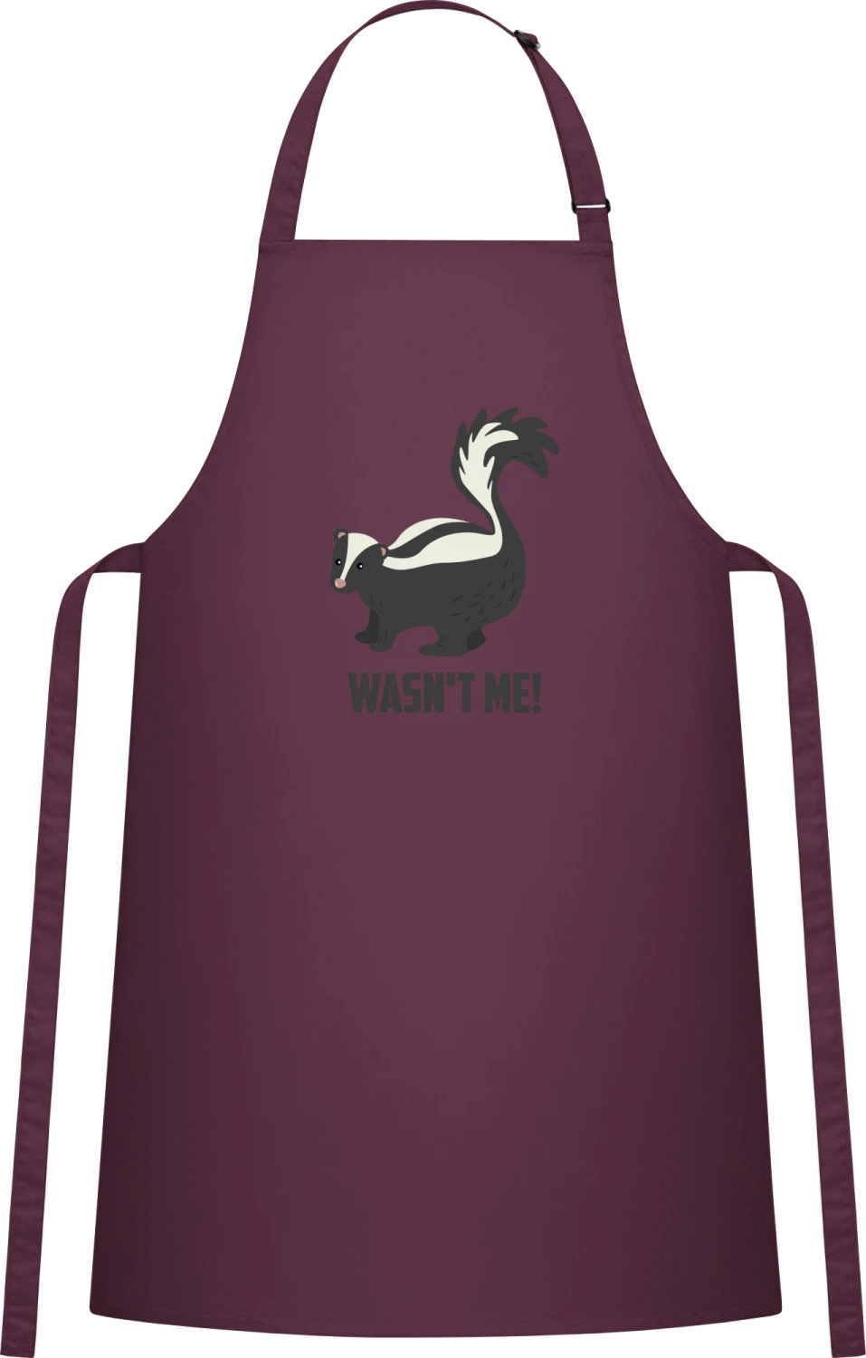 Wasn´t Me Skunk - Aubergine Cotton Bib Apron - Front