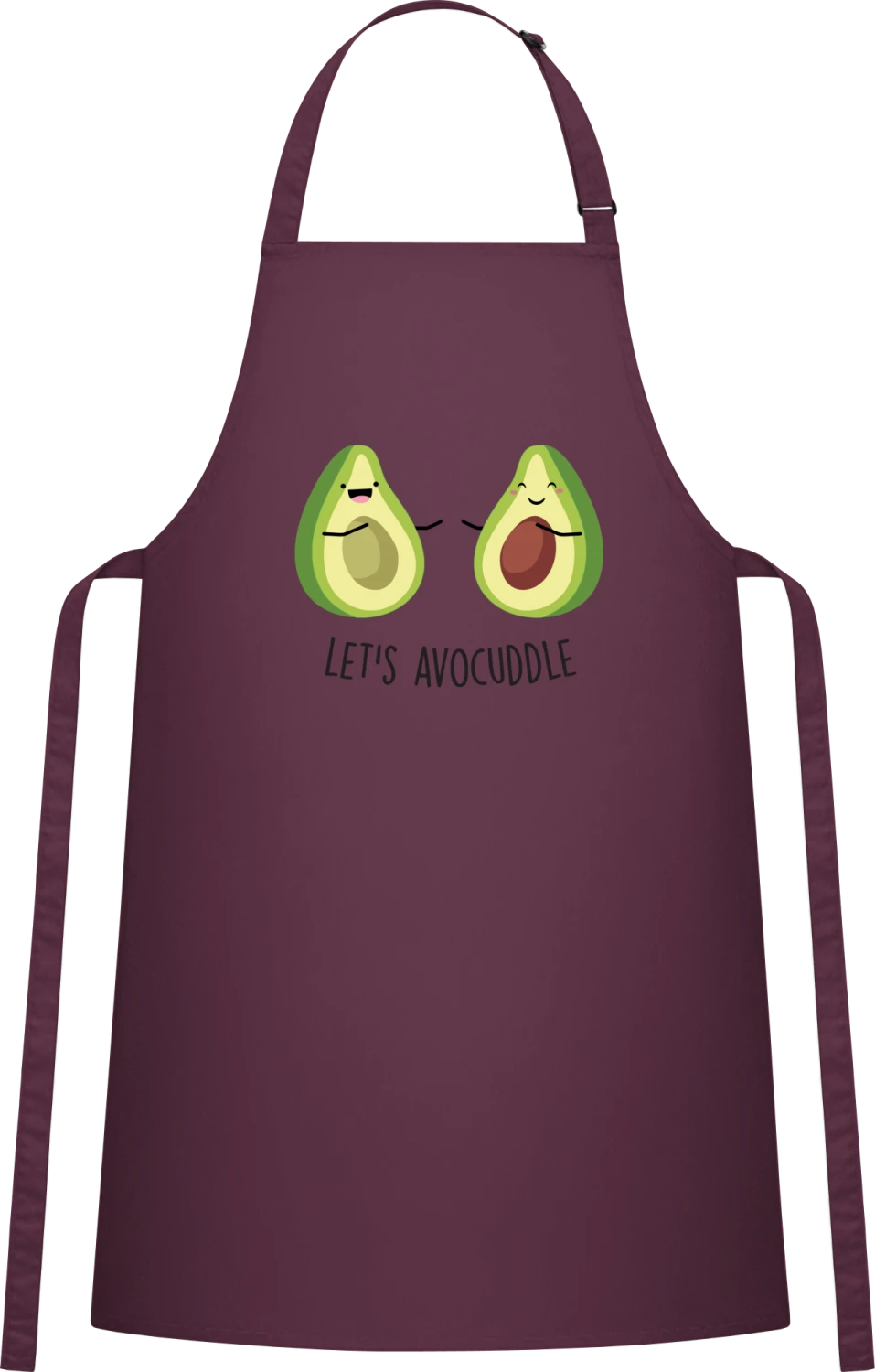 Let's Avocuddle - Aubergine Cotton Bib Apron - Front