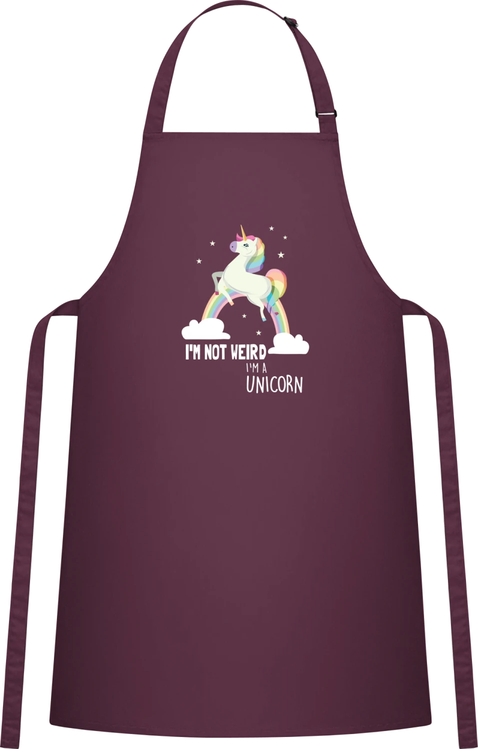 I'm Not Weird I'm A Unicorn - Aubergine Cotton Bib Apron - Front