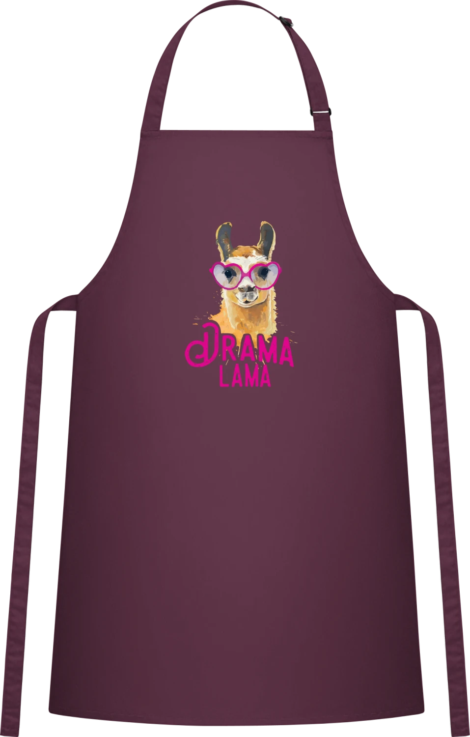 Drama Lama Watercolor - Aubergine Cotton Bib Apron - Front