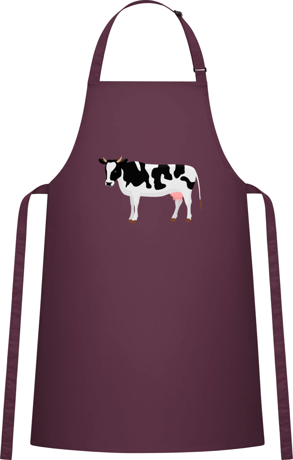 Cow Illu - Aubergine Cotton Bib Apron - Front