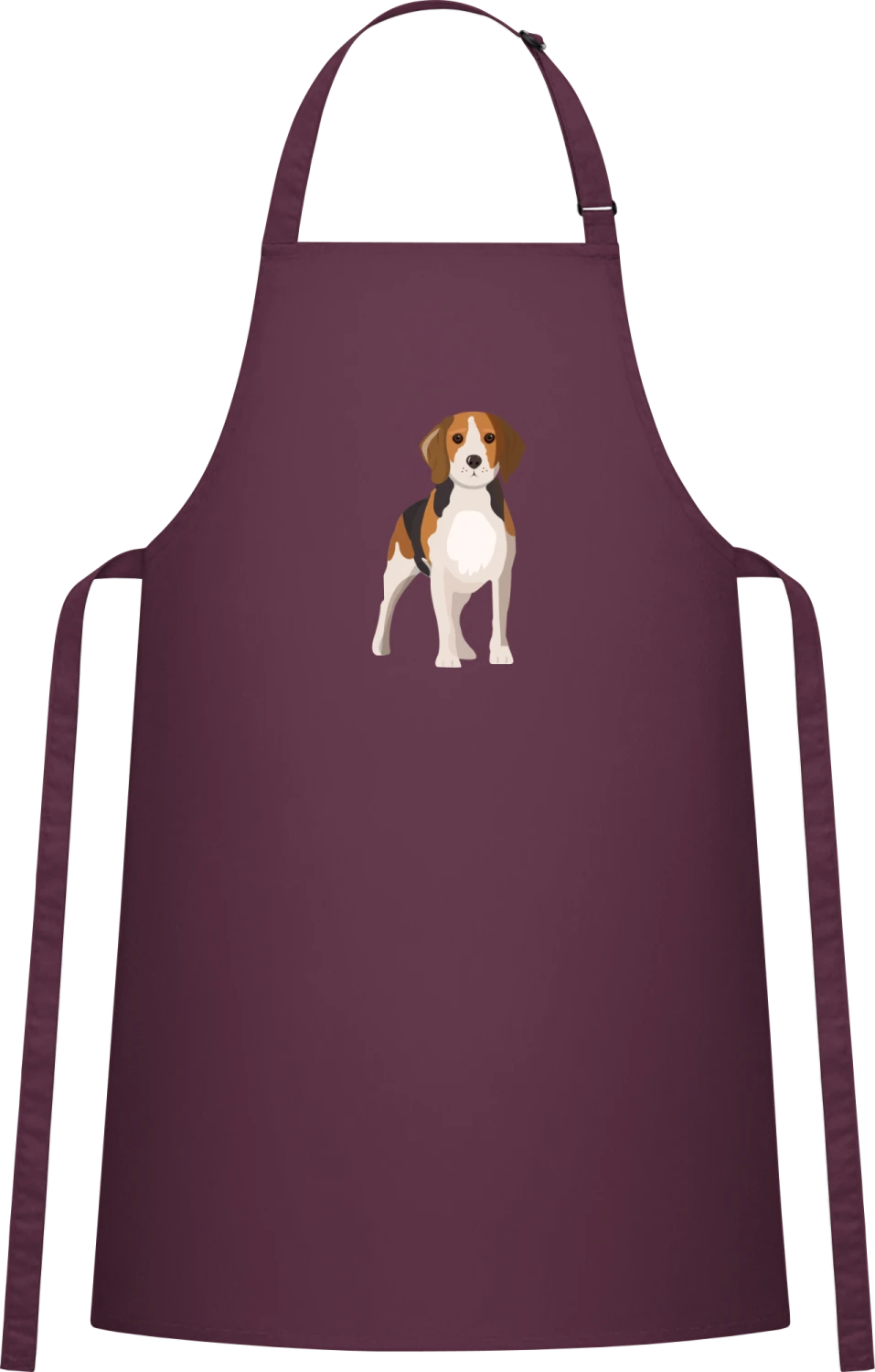 Dog Illustration - Aubergine Cotton Bib Apron - Front