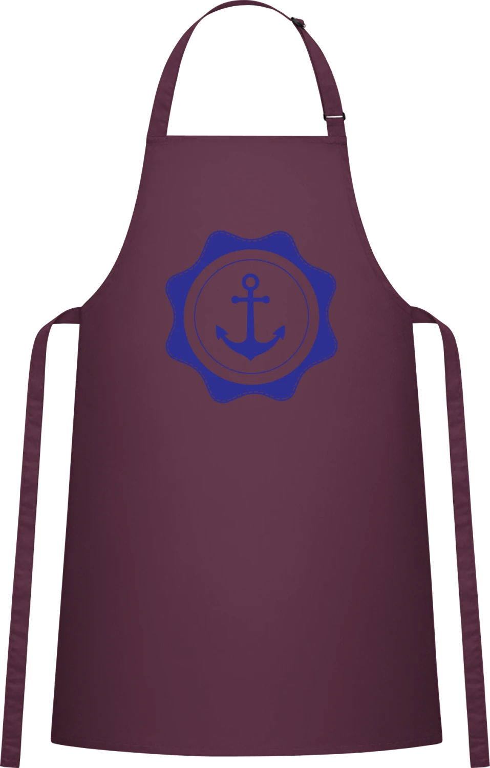 Anchor Logo - Aubergine Cotton Bib Apron - Front