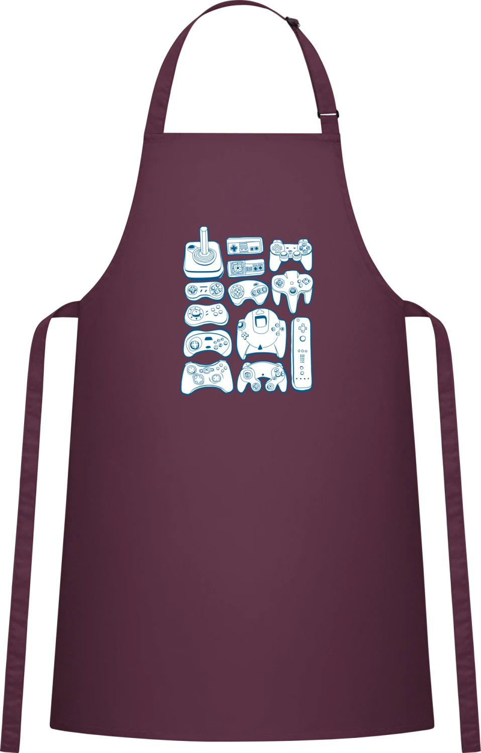 Video Game - Aubergine Cotton Bib Apron - Front