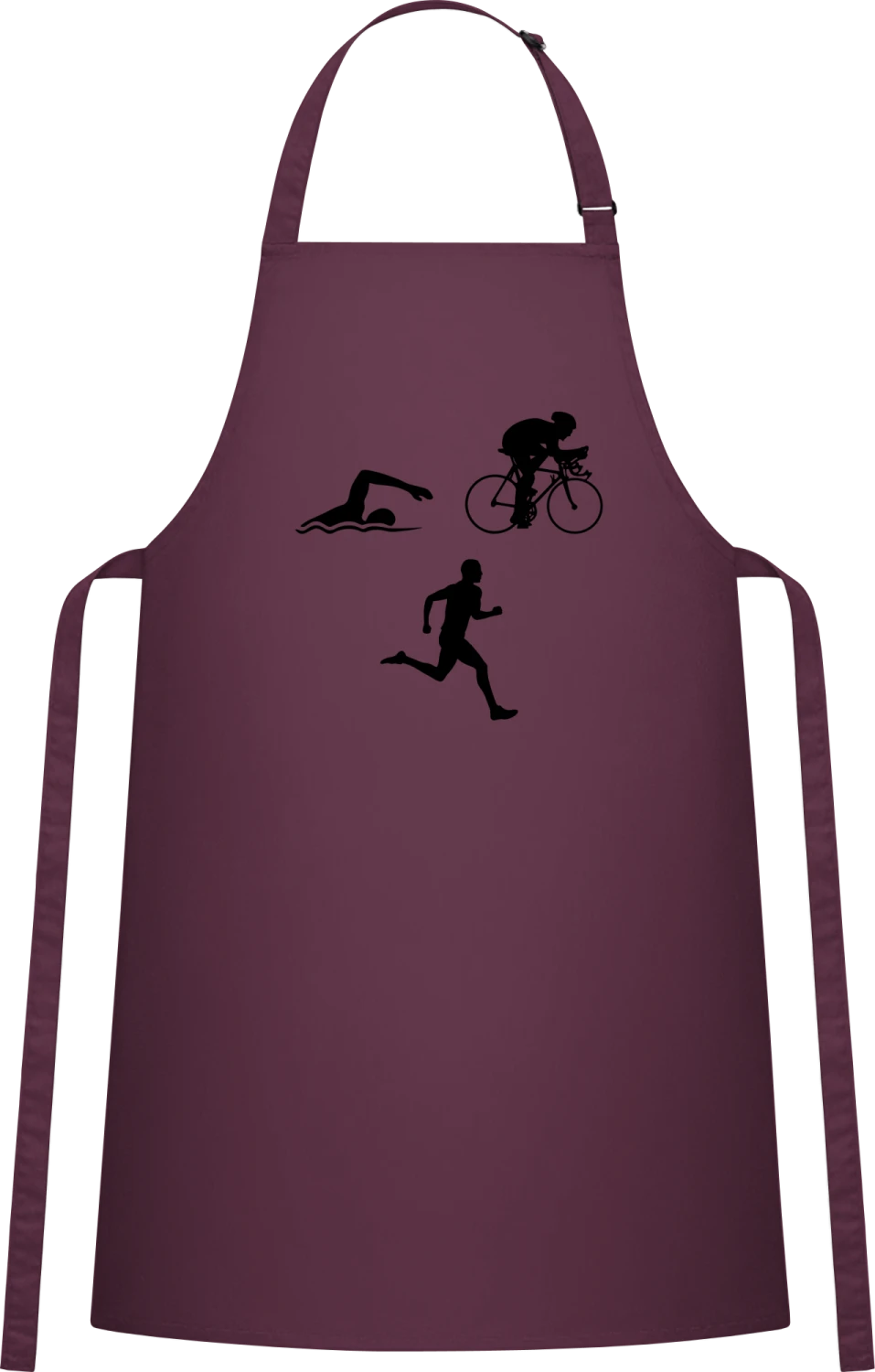 Triathlete Silhouette - Aubergine Cotton Bib Apron - Front