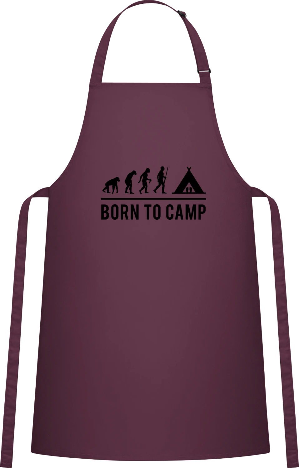 Evolution Born To Camping - Aubergine Cotton Bib Apron - Front