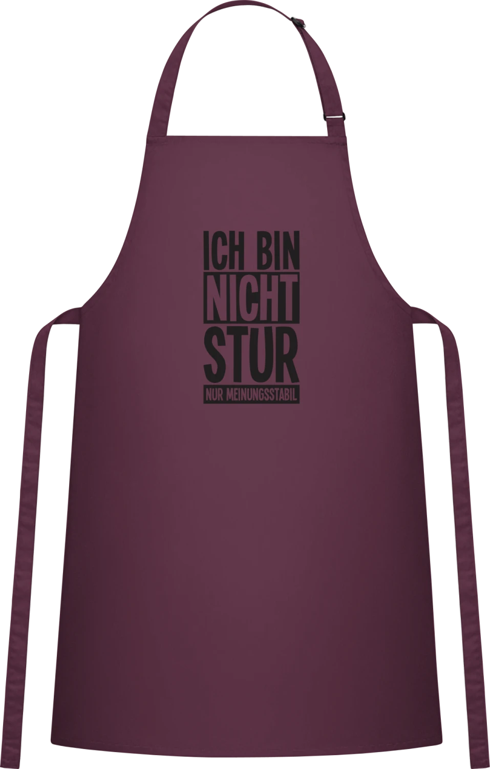 Ich bin nicht stur nur meinungsstabil - Aubergine Cotton Bib Apron - Front