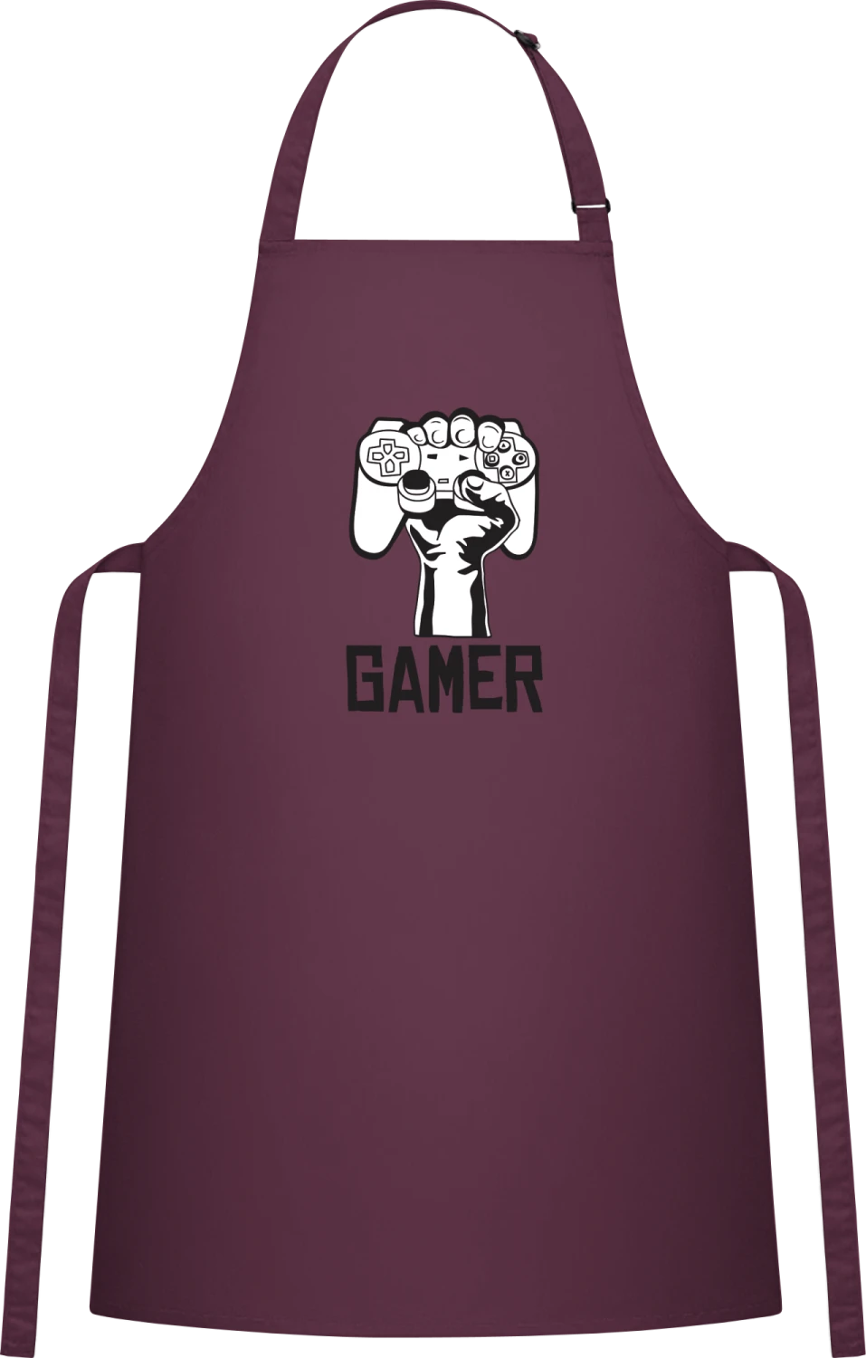 Gamer Power - Aubergine Cotton Bib Apron - Front