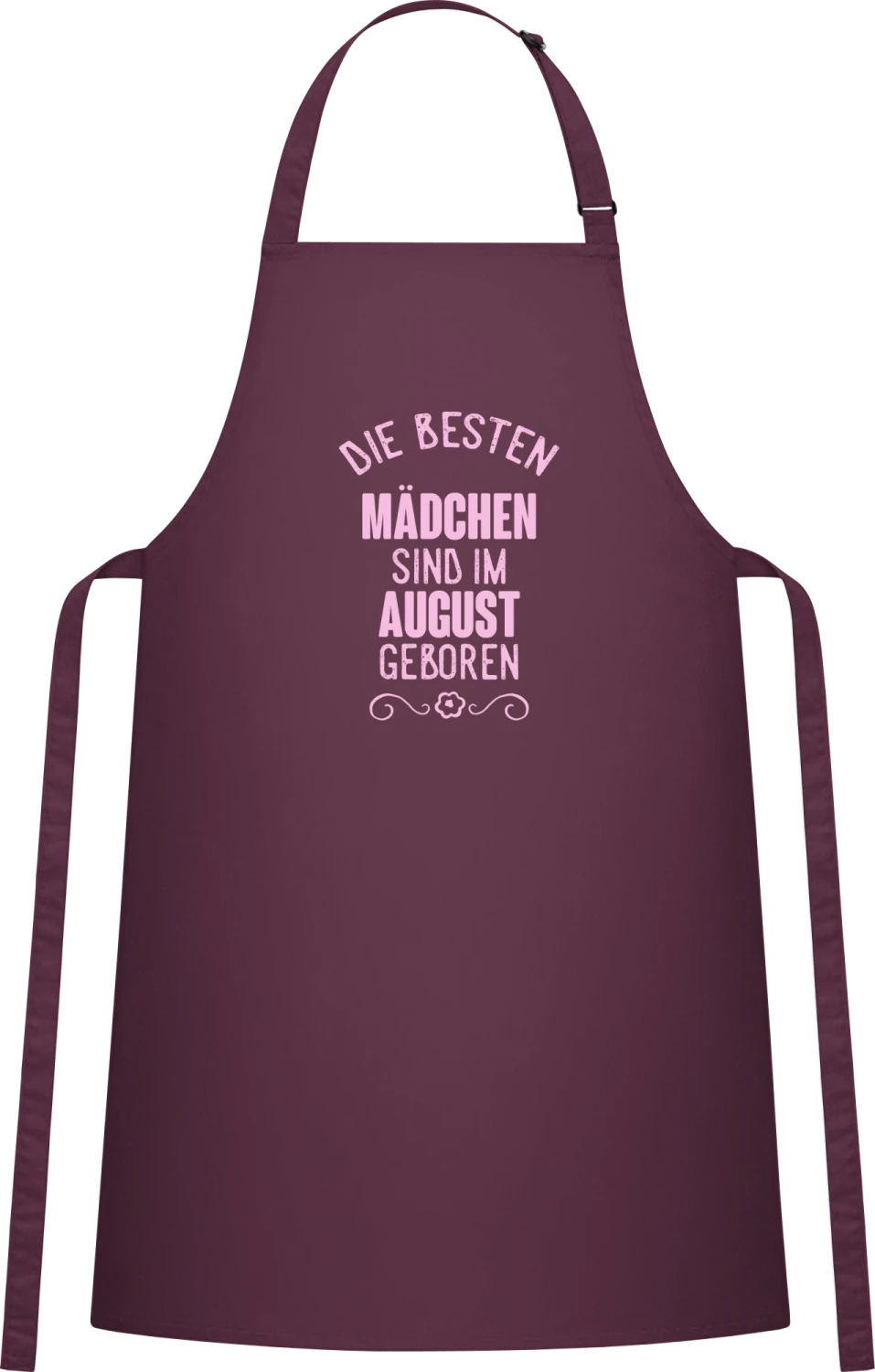 Die besten Mädchen sind im August geboren - Aubergine Cotton Bib Apron - Front