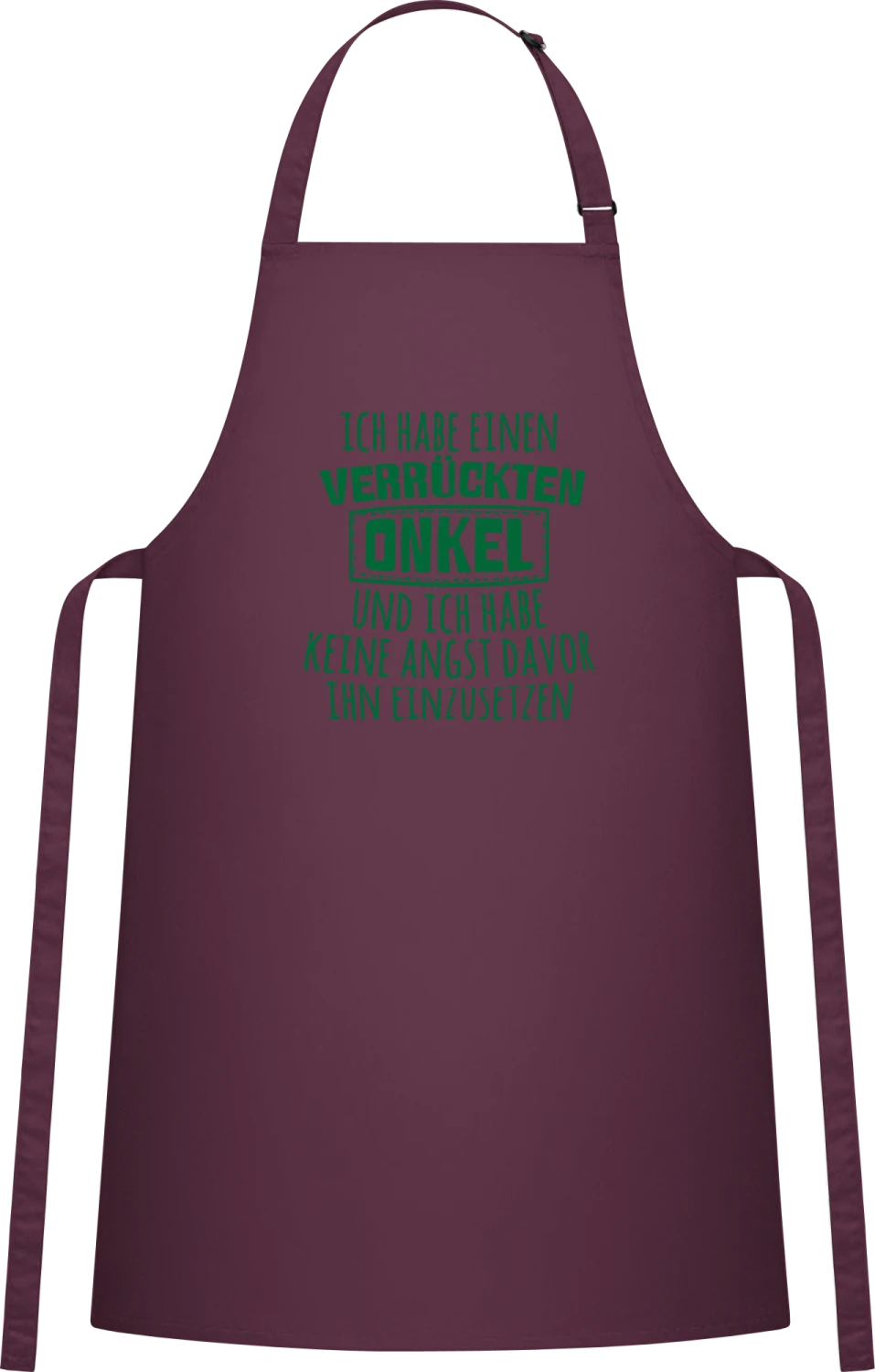 Ich habe einen verrückten Onkel und ich habe keine Angst davor  - Aubergine Cotton Bib Apron - Front