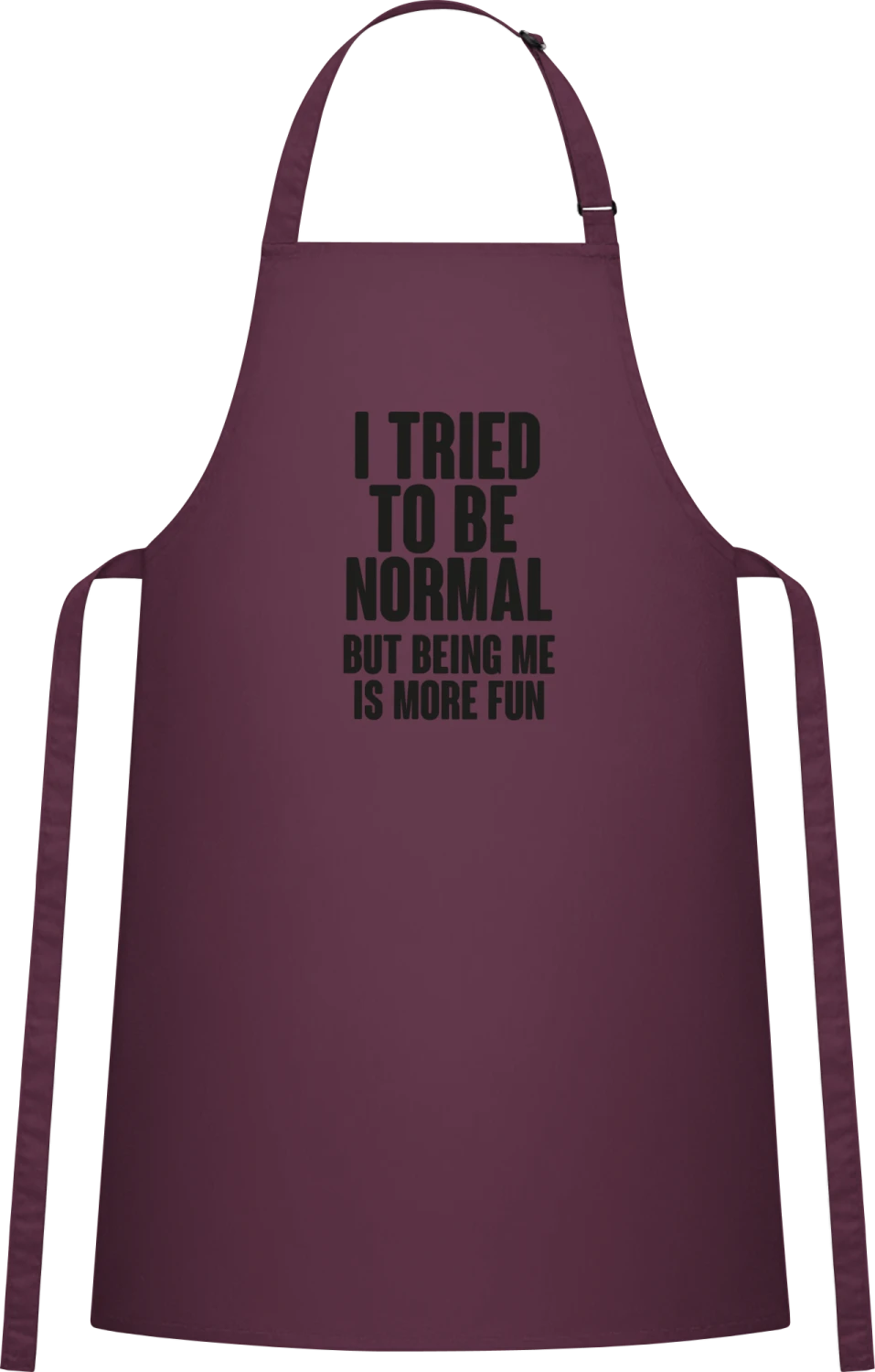 I Tried To Be Normal But Being Me Is More Fun - Aubergine Cotton Bib Apron - Front