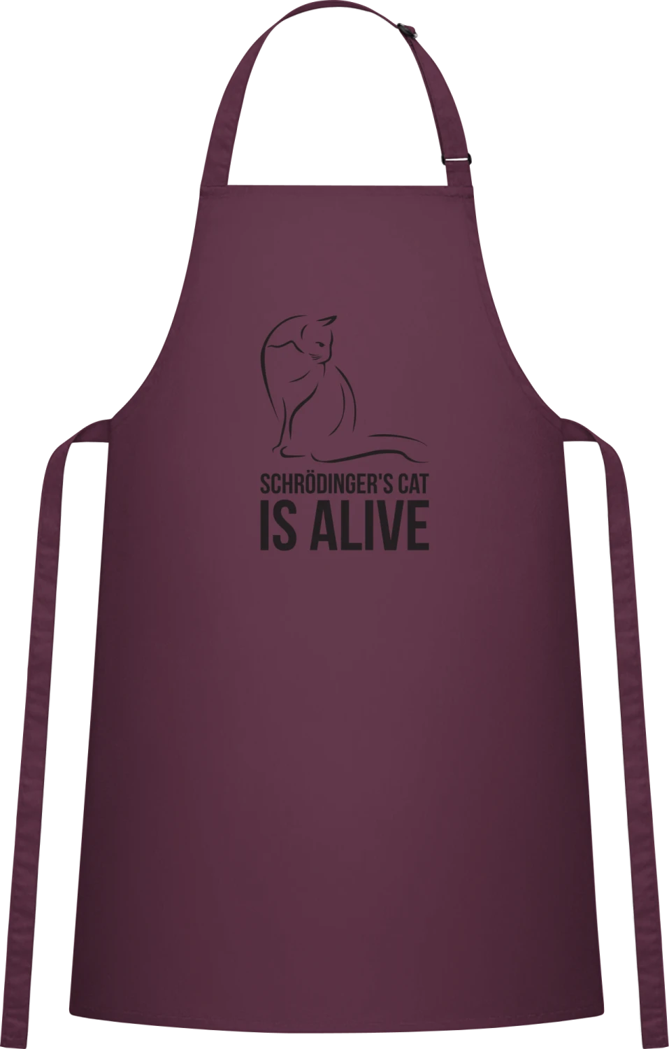 Schrödinger's Cat - Aubergine Cotton Bib Apron - Front