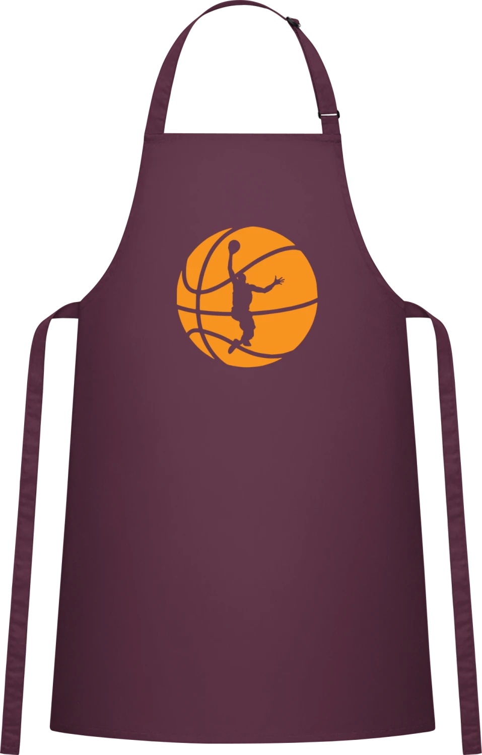 Basketball Silhouette Player - Aubergine Cotton Bib Apron - Front