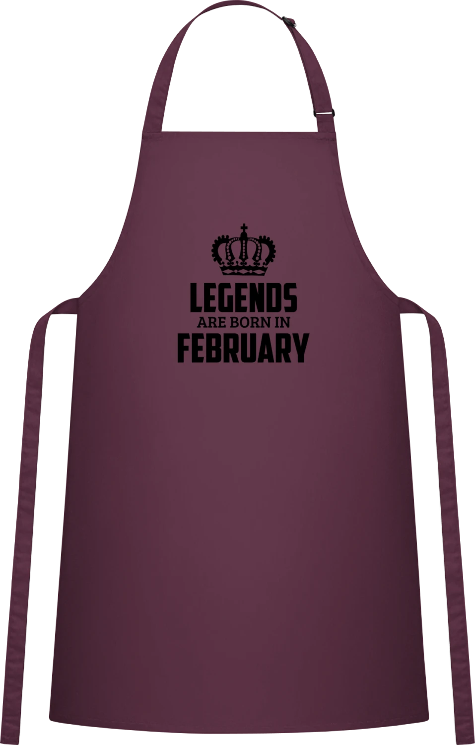 Legends Are Born In February - Aubergine Cotton Bib Apron - Front