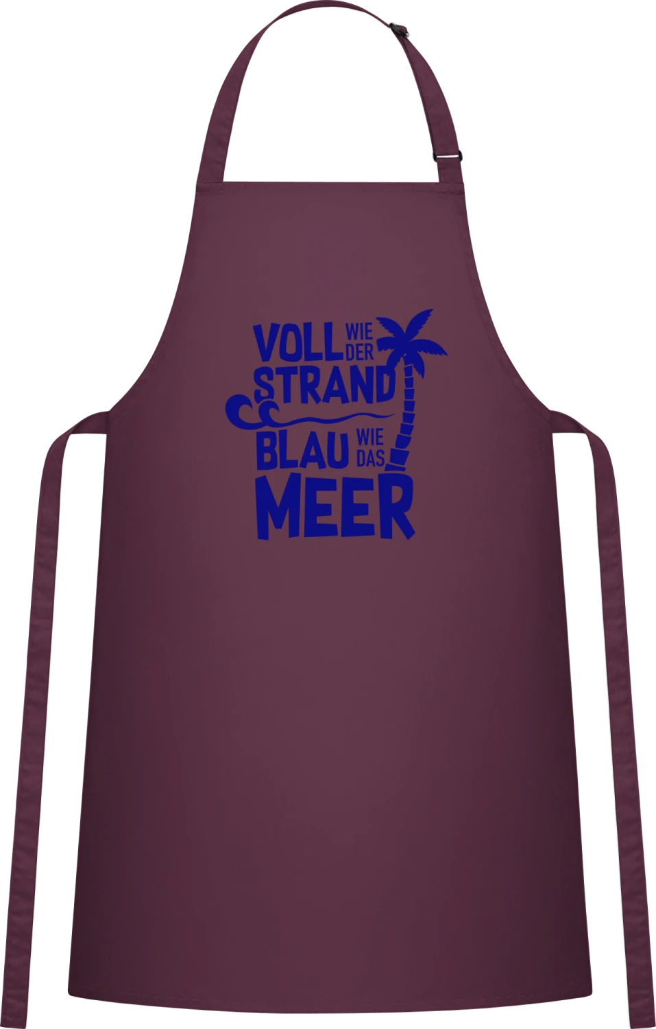 Voll wie der Strand blau wie das Meer - Aubergine Cotton Bib Apron - Front