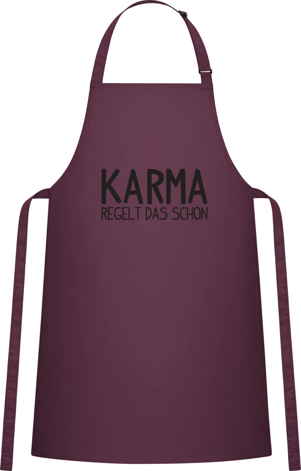 Karma regelt das schon - Aubergine Cotton Bib Apron - Front