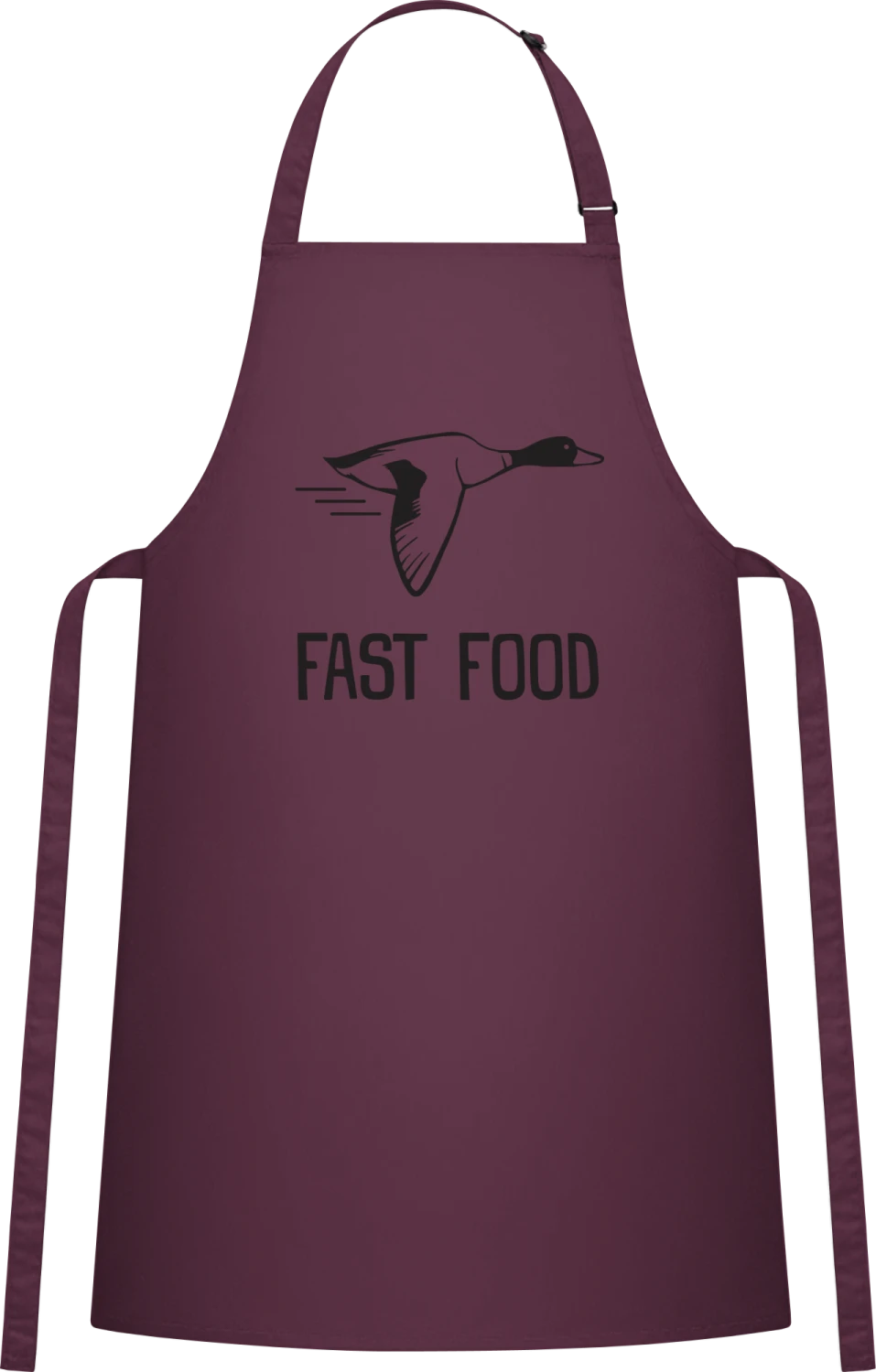 Fast Food Duck - Aubergine Cotton Bib Apron - Front